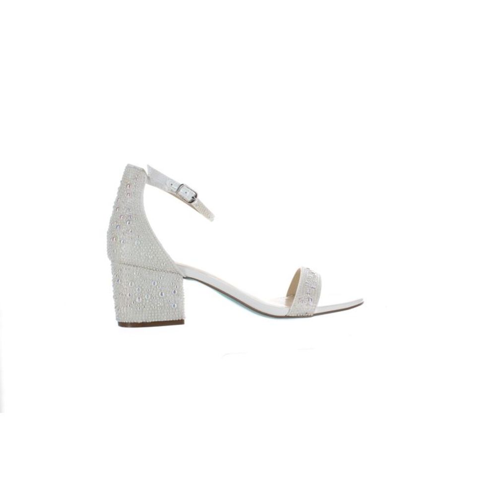 Betsey Johnson Womens Mari White Ankle Strap Heels Size 8 Medium (B, M)!